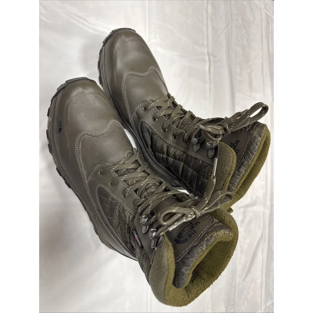 The North Face ThermoBall Eco Men's 9 Insulated‎ Winter Boots Brown/Green